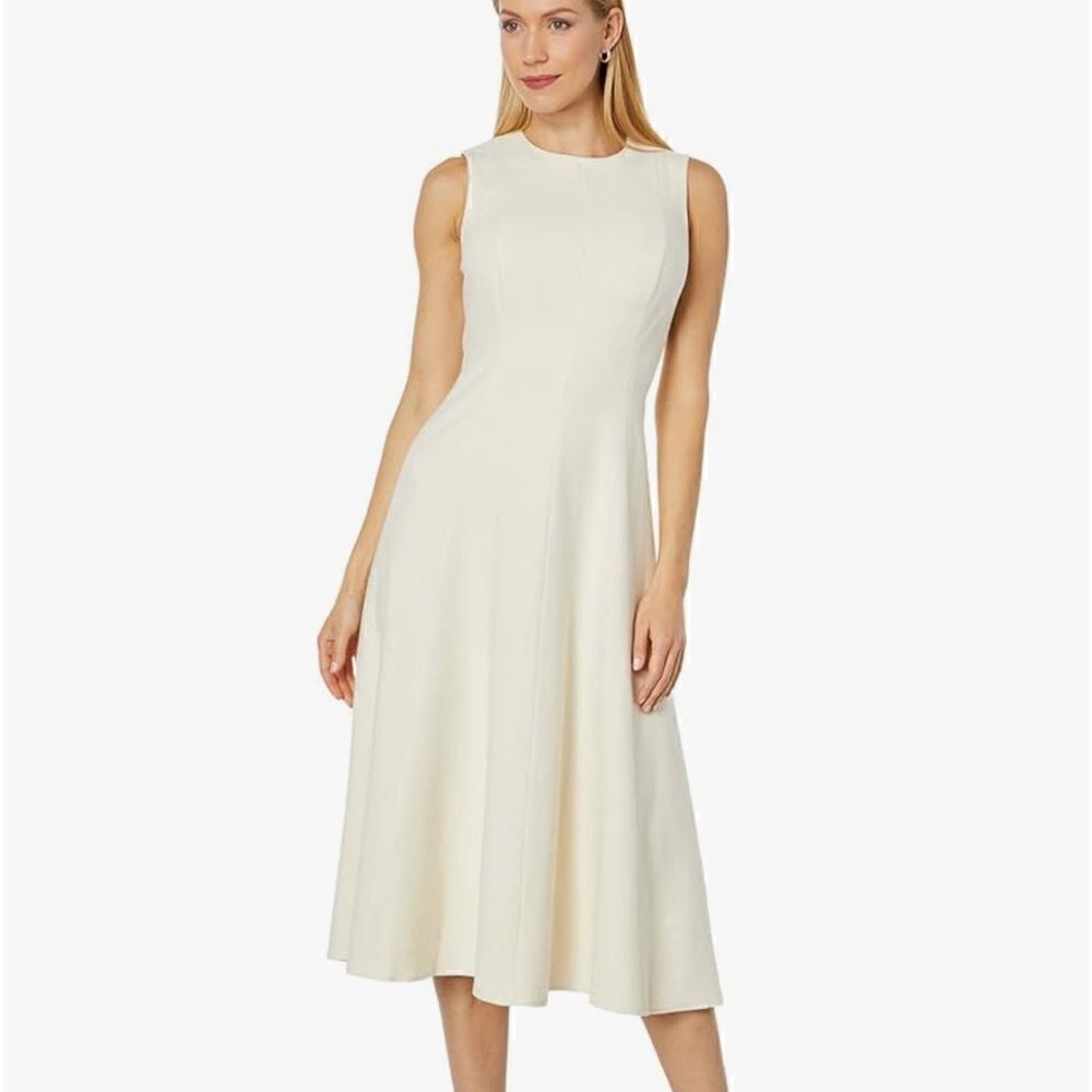 Vince Cream Paneled round neck sleeveless fit and flare dress size 00 NWT